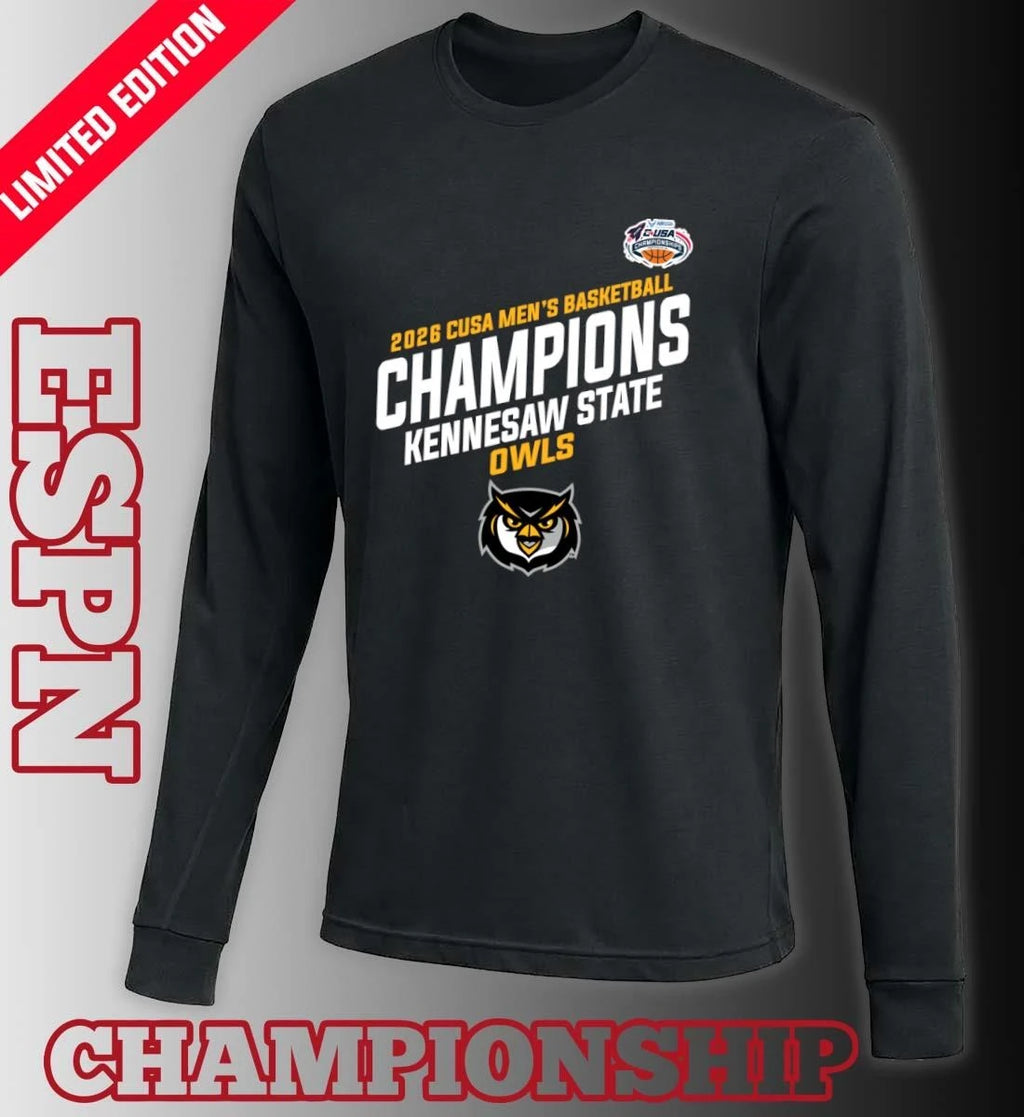 Official Kennesaw State Owls C-USA Men’s Basketball Tournament Champions Locker Room T-Shirt