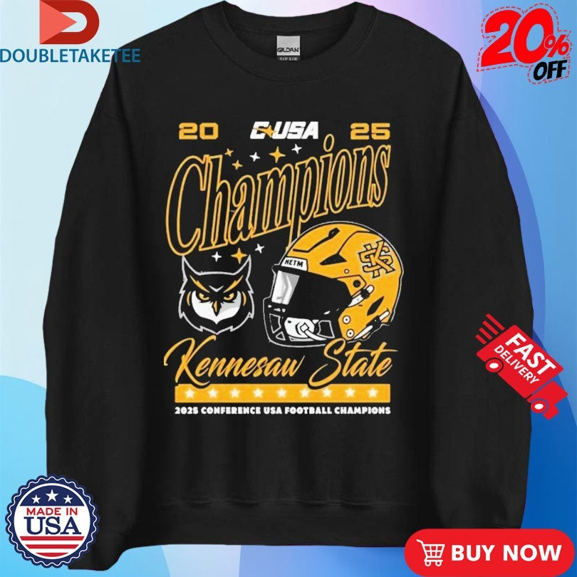 Official Kennesaw State Owls Football Are 2025 Conference USA Football Champions Helmet Shirts