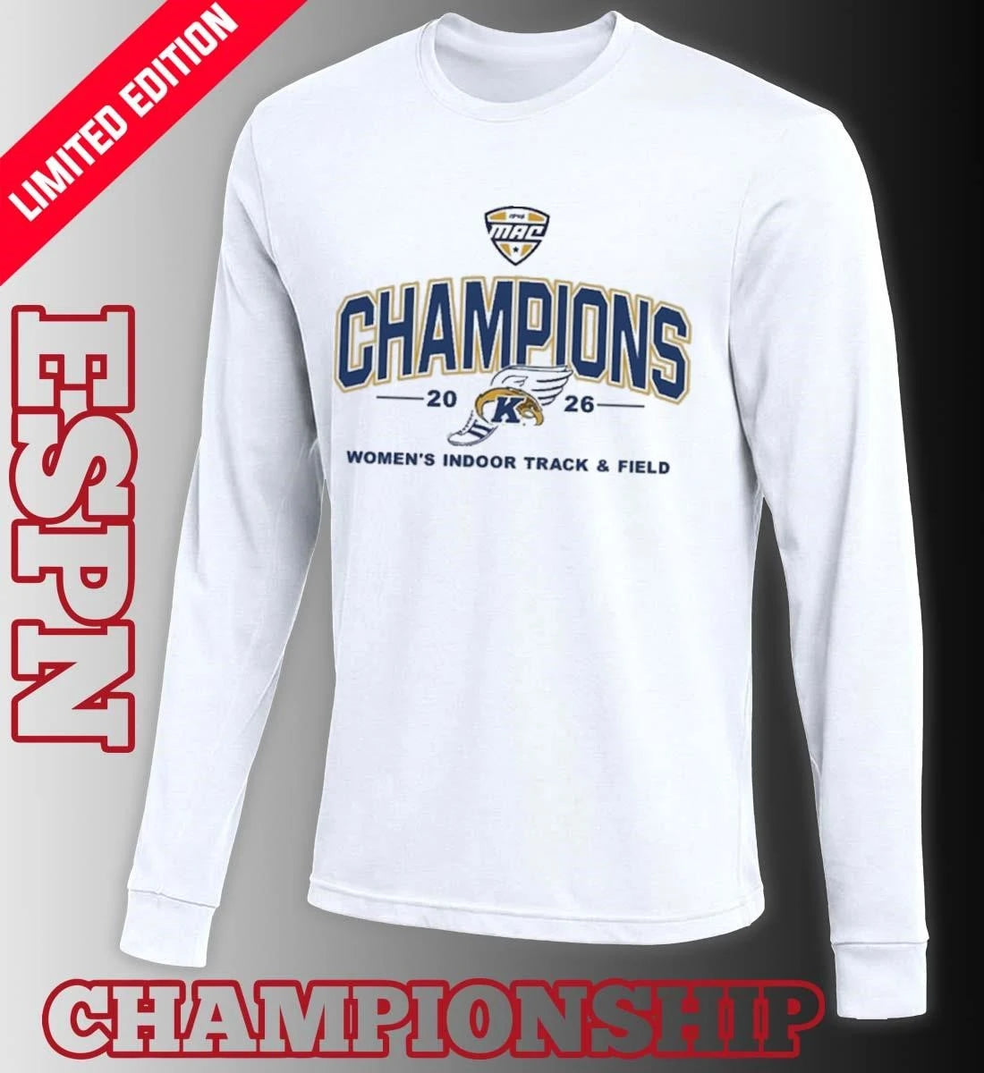 Official Kent State Golden Flashes 2026 MAC Women’s Indoor Track &amp; Field Champions T-Shirt