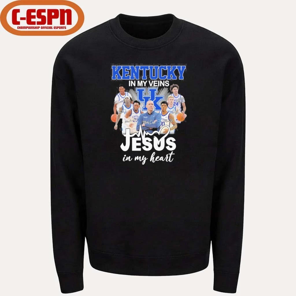 Official Kentucky Jayhawks Basketball In My Veins Jesus In My Heart Shirt