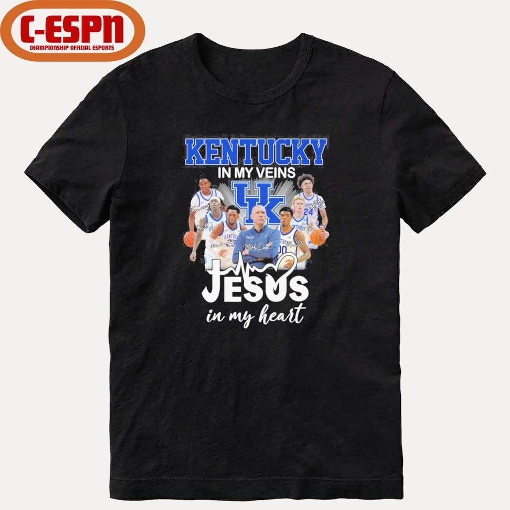 Official Kentucky Jayhawks Basketball In My Veins Jesus In My Heart Shirt
