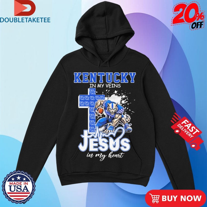 Official Kentucky Wildcats In My Veins Jesus In My Heart Mascot Shirts