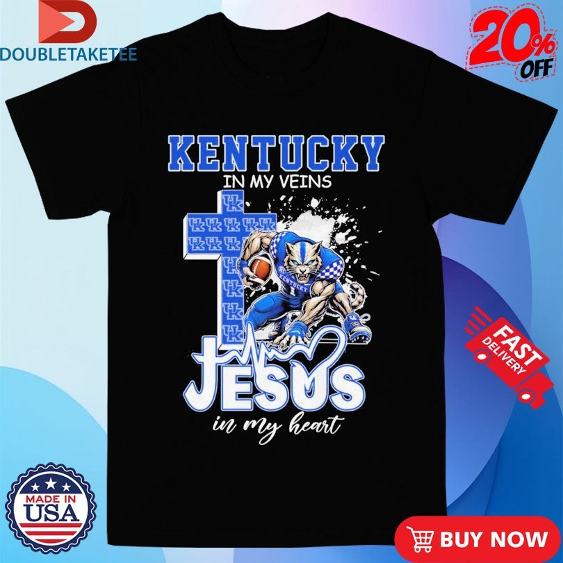 Official Kentucky Wildcats In My Veins Jesus In My Heart Mascot Shirts
