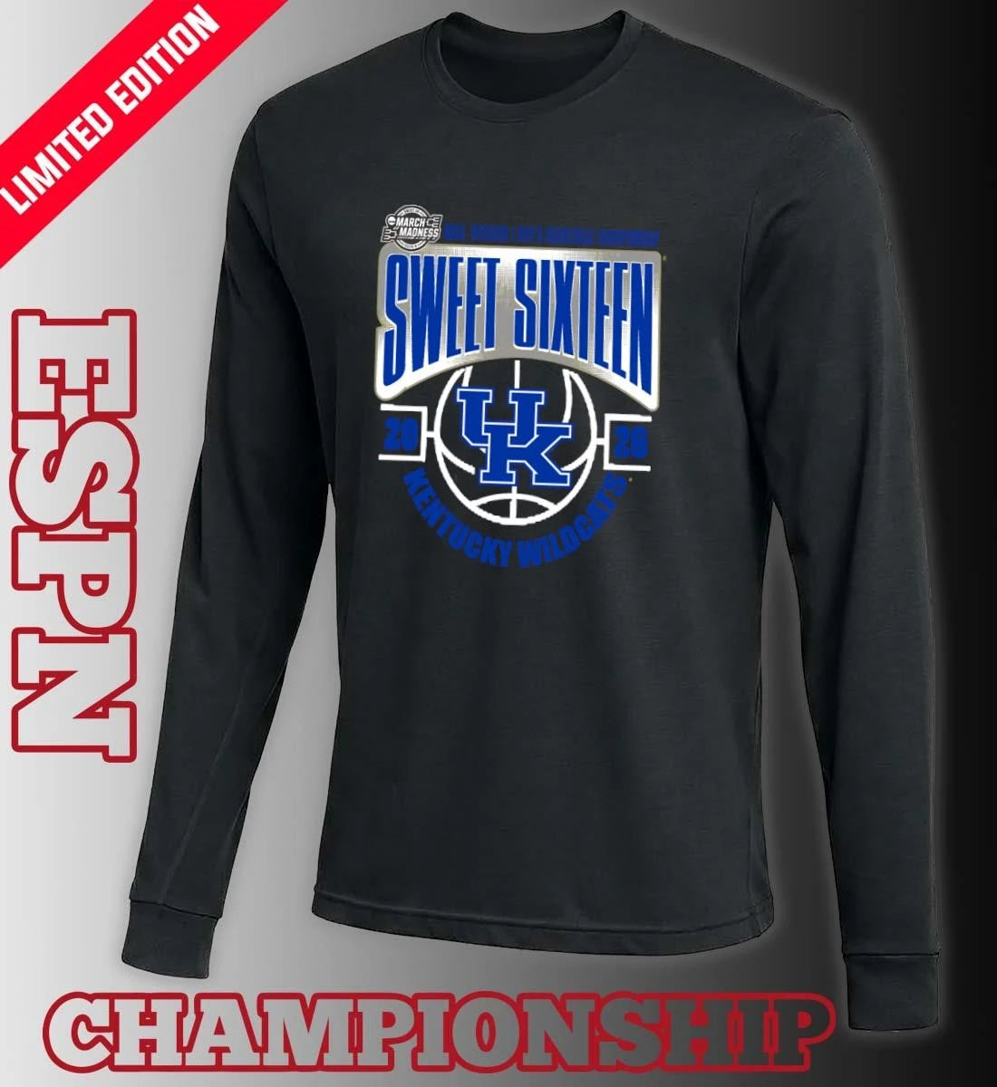Official Kentucky Wildcats Sweet 16 NCAA DI Men’s Basketball Tournament March Madness 2026 T-Shirt