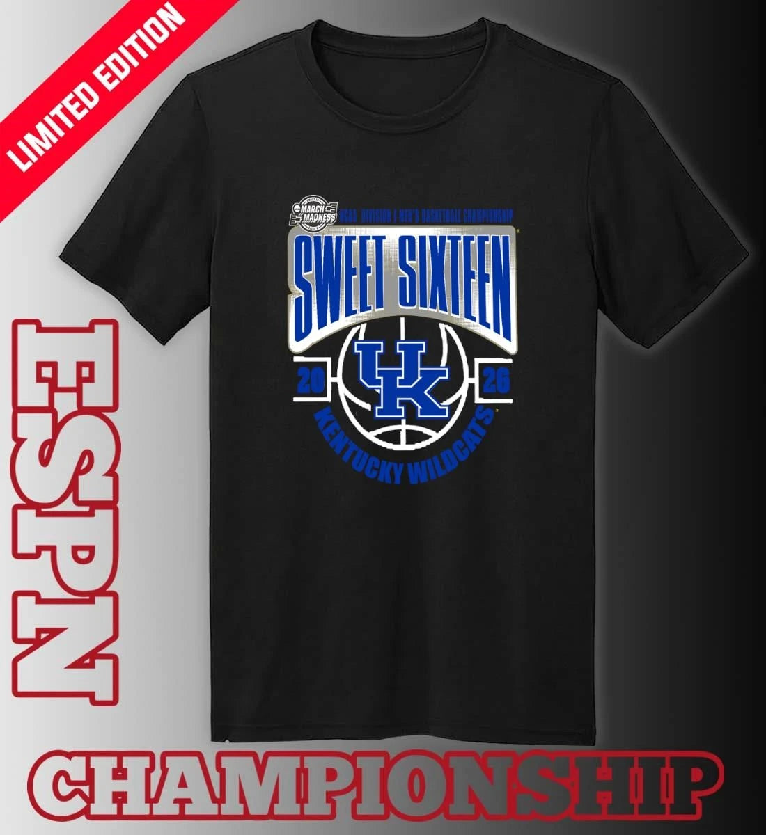 Official Kentucky Wildcats Sweet 16 NCAA DI Men’s Basketball Tournament March Madness 2026 T-Shirt