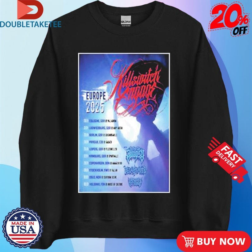 Official Killswitch Engage Europe 2025 Tour Shirts