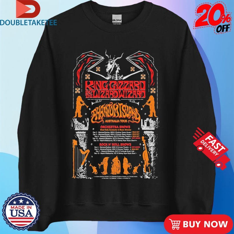Official King Gizzard And The Lizard Wizard Phantom Island AUS Tour 2025 Dates T-shirts
