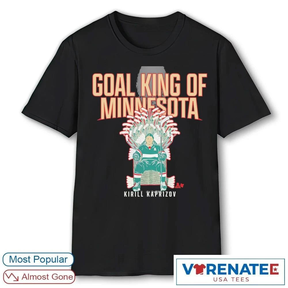 Official Kirill Kaprizov Goal King of Minnesota Wild Hockey T-Shirt