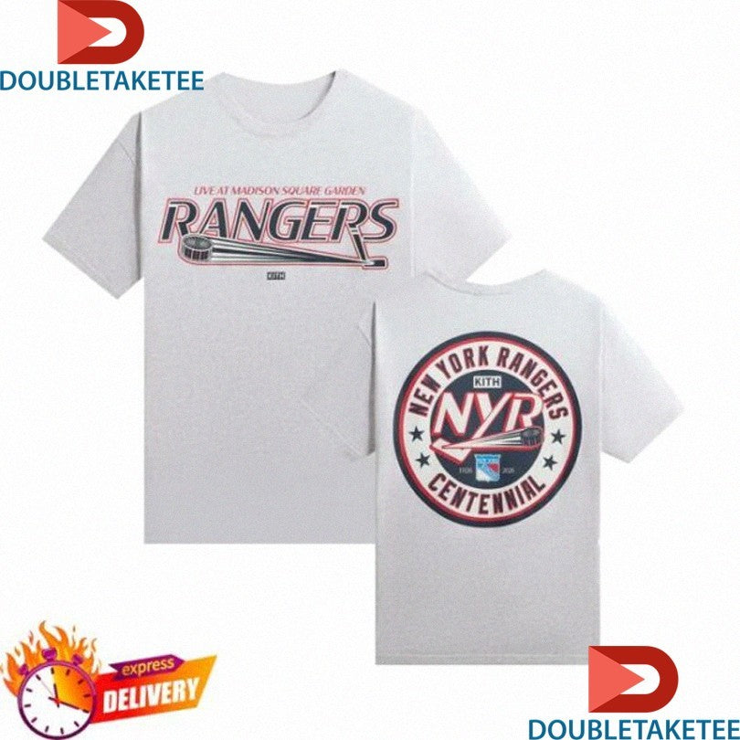 Official Kith For The New York Rangers Centenninal Madison Square Garden Puck Shirts