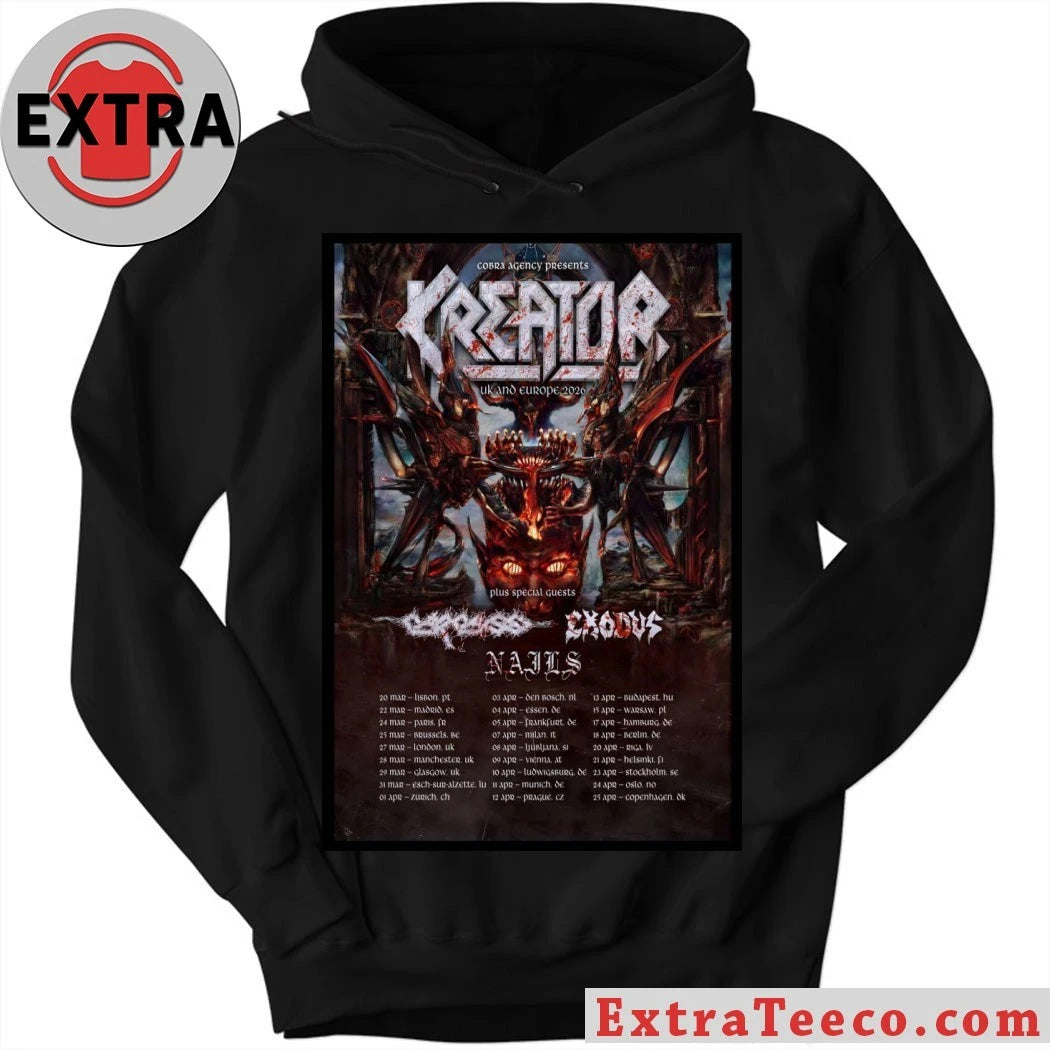 Official Kreator UK And EU 2026 Tour Poster Shirt