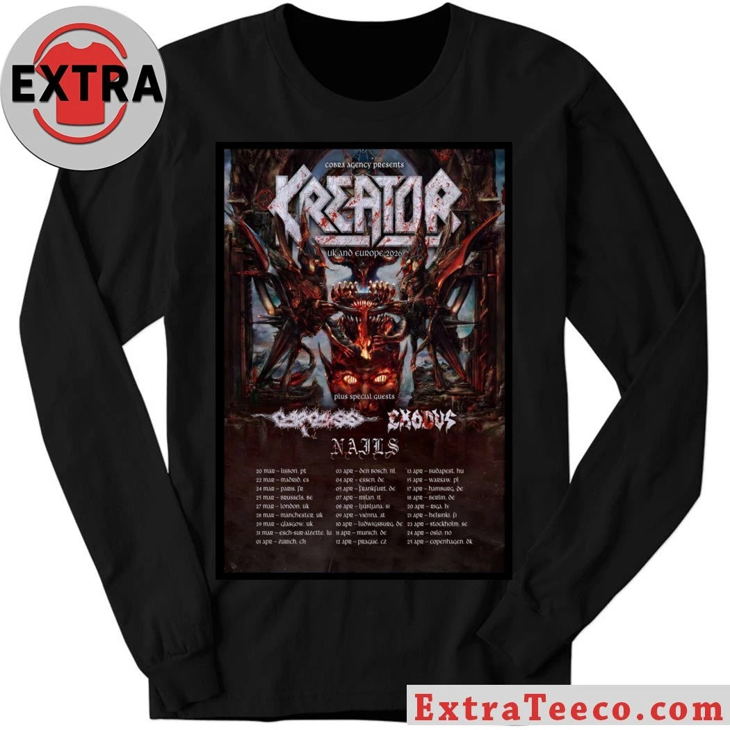 Official Kreator UK And EU 2026 Tour Poster Shirt