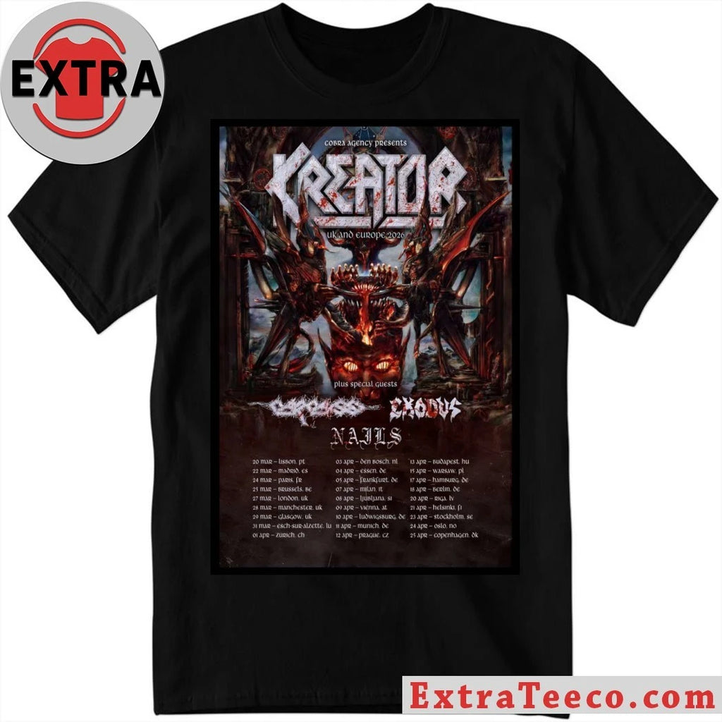 Official Kreator UK And EU 2026 Tour Poster Shirt