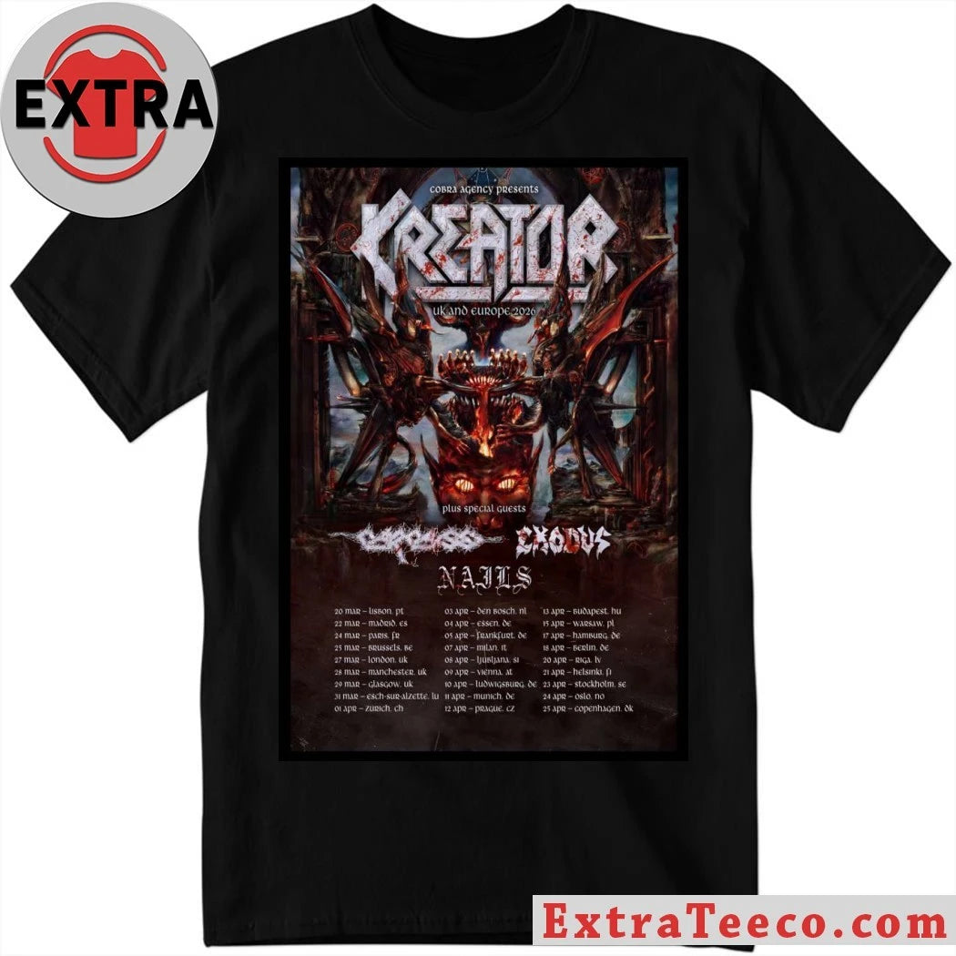 Official Kreator UK And EU 2026 Tour Poster Shirt