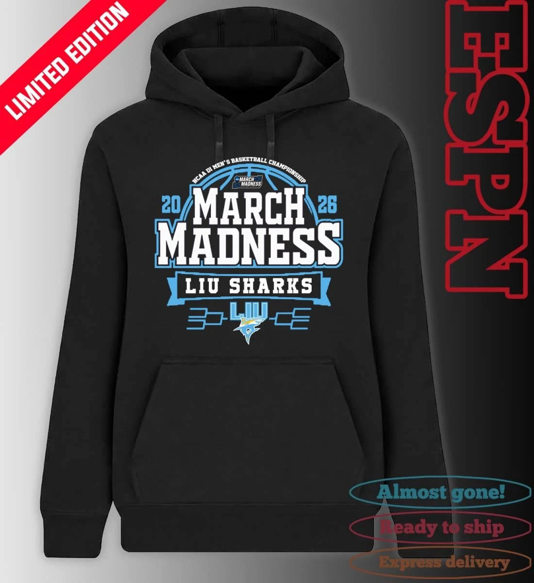 Official LIU Sharks March Madness 2026 NCAA DI Men’s Basketball Tournament T-Shirt
