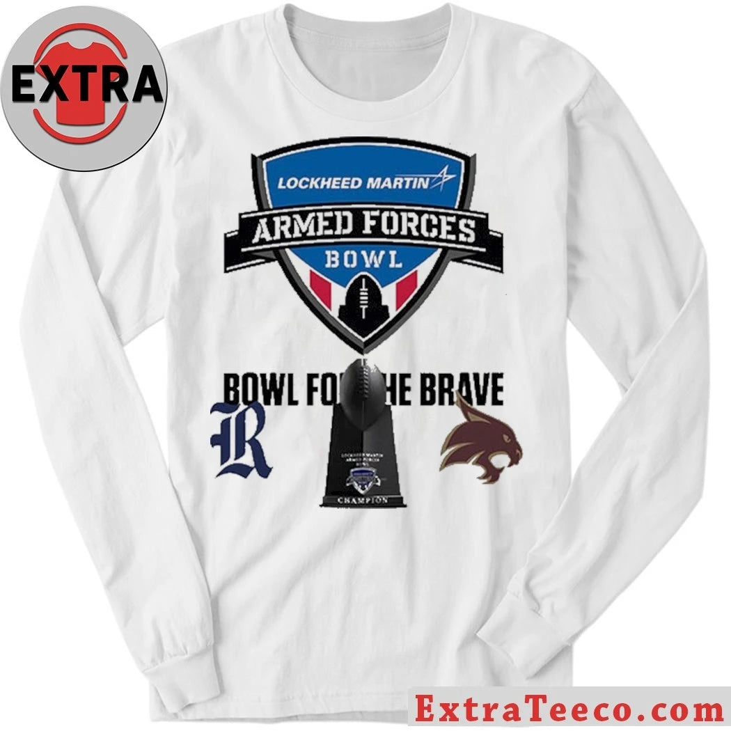 Official LM Armed Forces Bowl Texas State Bobcats Versus Rice Owls Bowl Season College Football 2025 2026 Logo Shirt