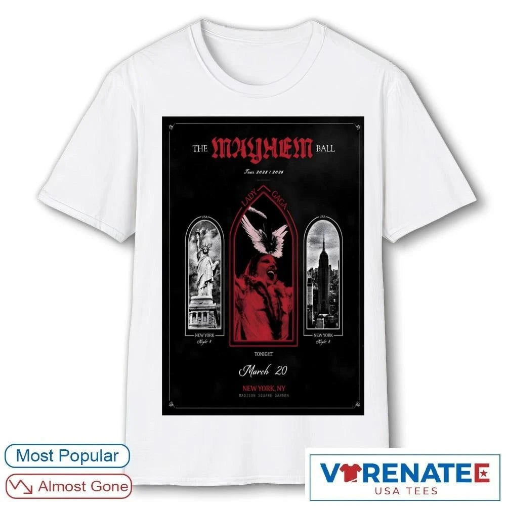 Official Lady Gaga Madison Square Garden New York March 20 2026 Poster T-Shirt