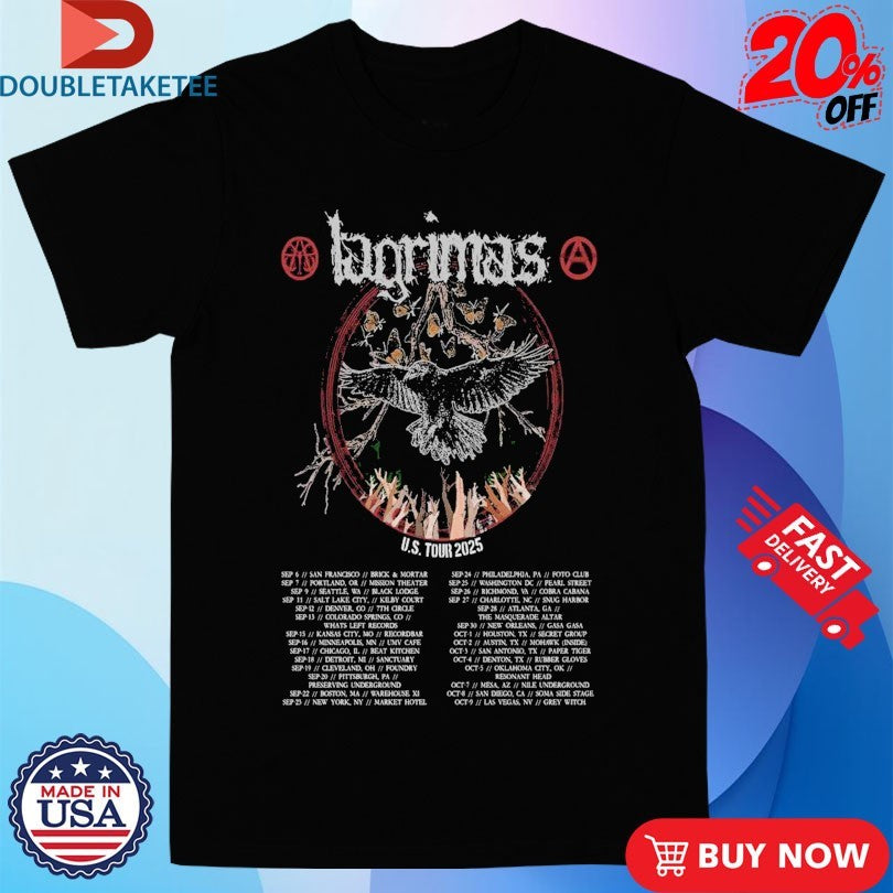 Official Lagrimas U.S. Tour 2025 Dates Shirts