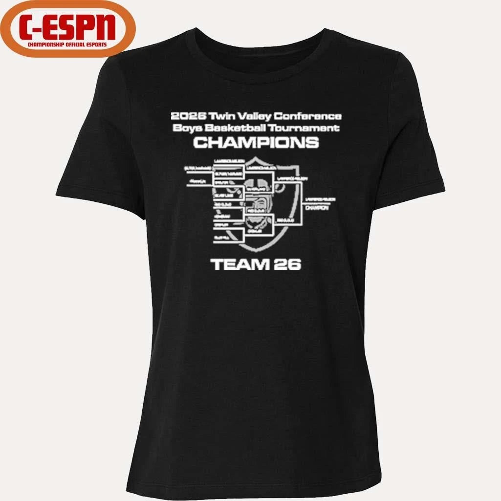 Official Lawrence-Nelson 2026 TVC Boys Basketball Tournament Champions Shirt