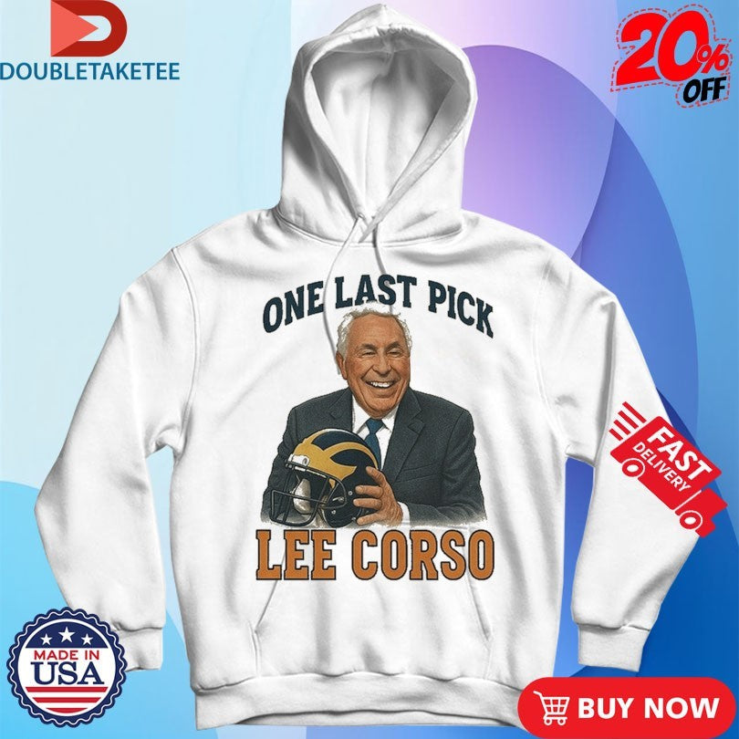 Official Lee Corso One Last Pick Michigan Wolverines Helmet Shirts