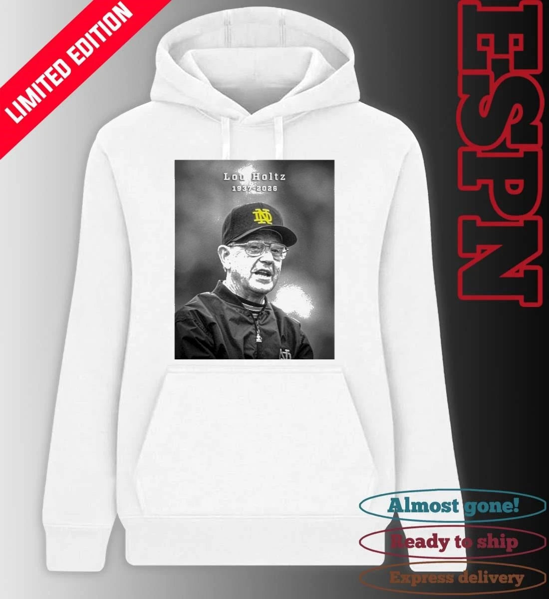 Official Legendary Notre Dame Coach Lou Holtz 1937-2026 Shirt