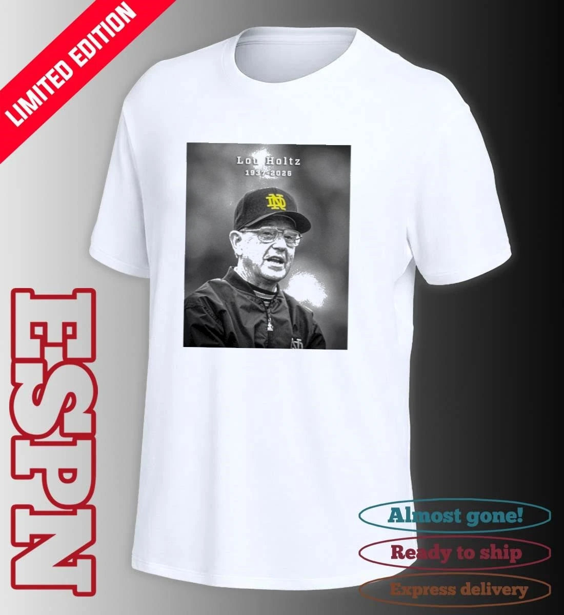 Official Legendary Notre Dame Coach Lou Holtz 1937-2026 Shirt