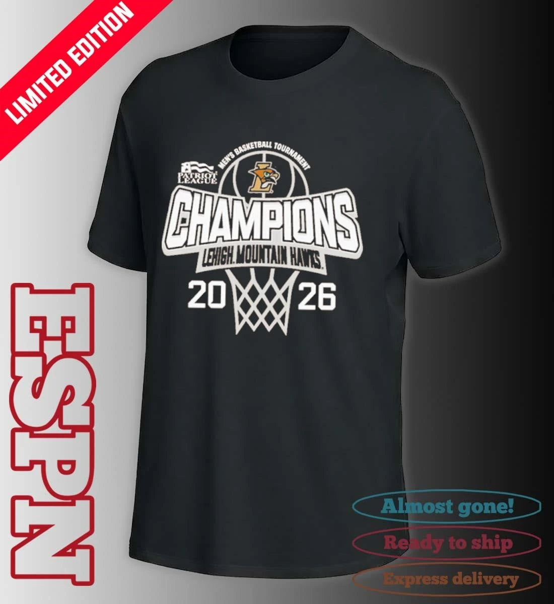 Official Lehigh University 2026 Patriot League Men’s Basketball Tournament Champions T-Shirt