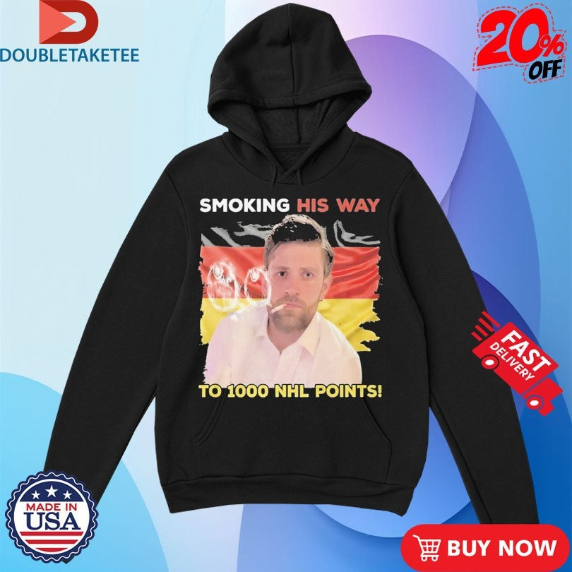 Official Leon Draisaitl Smoking His Way To 1000 NHL Points Edmonton Oilers Shirts