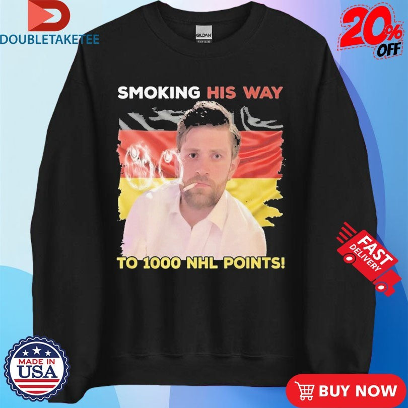 Official Leon Draisaitl Smoking His Way To 1000 NHL Points Edmonton Oilers Shirts
