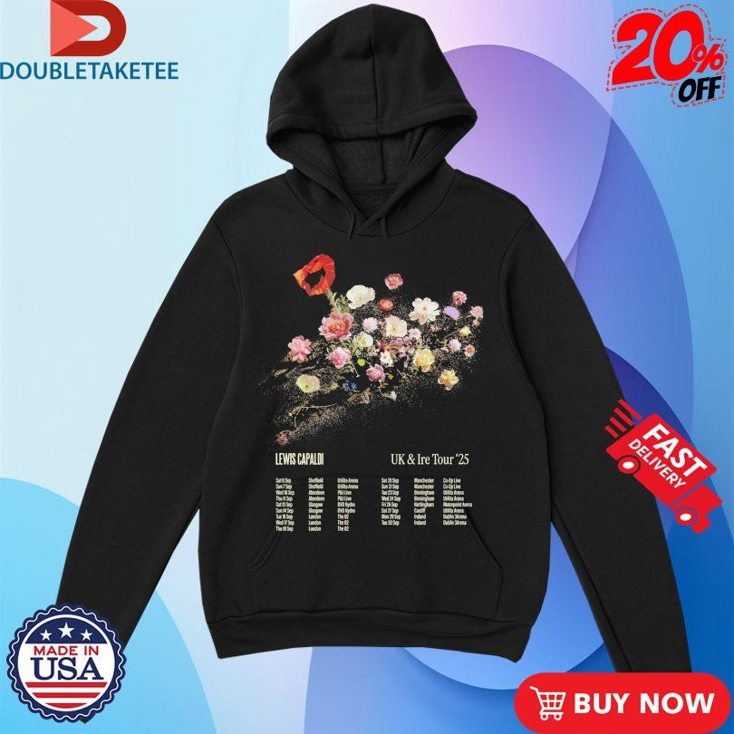 Official Lewis Capaldi UK &amp; Ire Tour ’25 Flowers Shirts