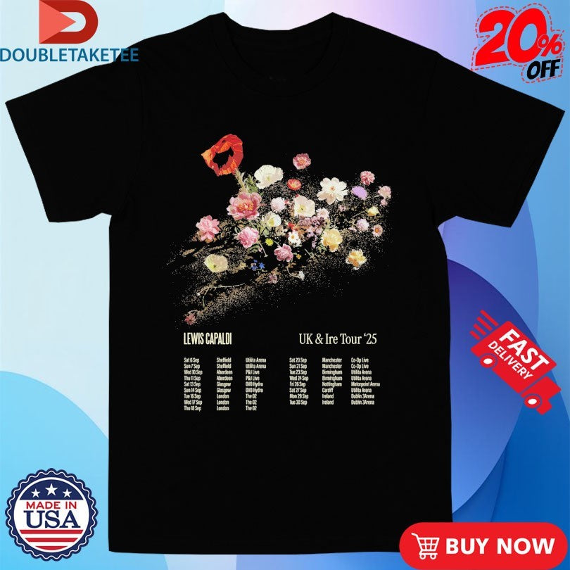 Official Lewis Capaldi UK &amp; Ire Tour ’25 Flowers Shirts