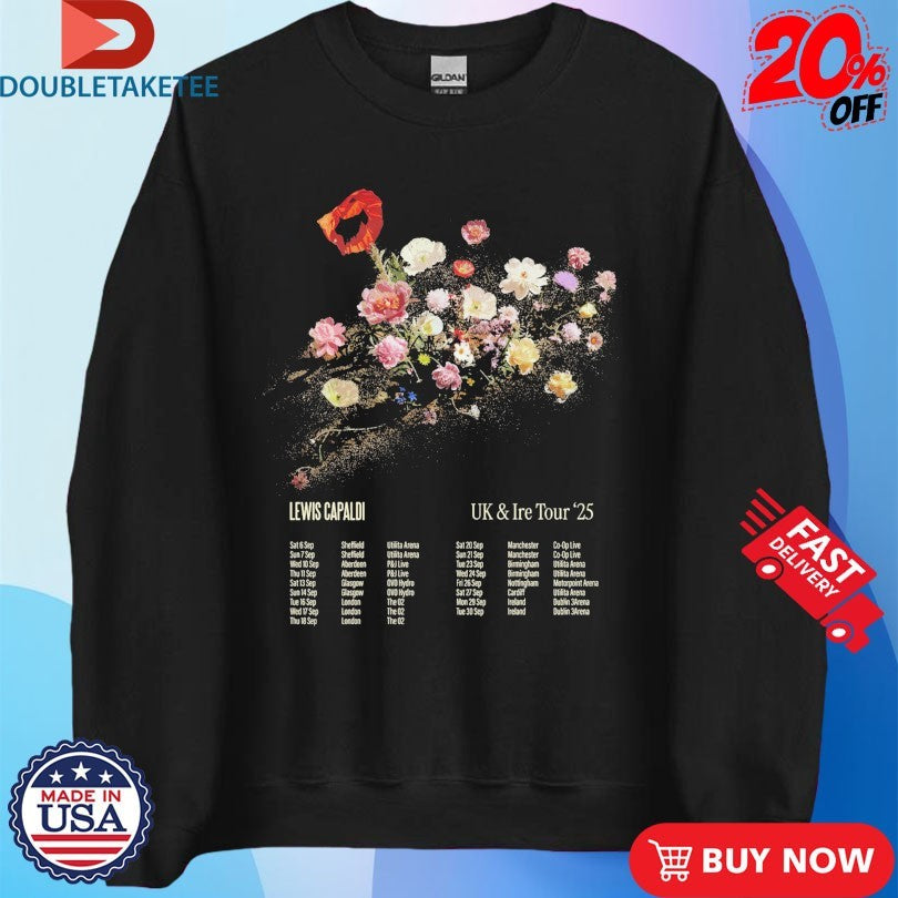 Official Lewis Capaldi UK &amp; Ire Tour ’25 Flowers Shirts