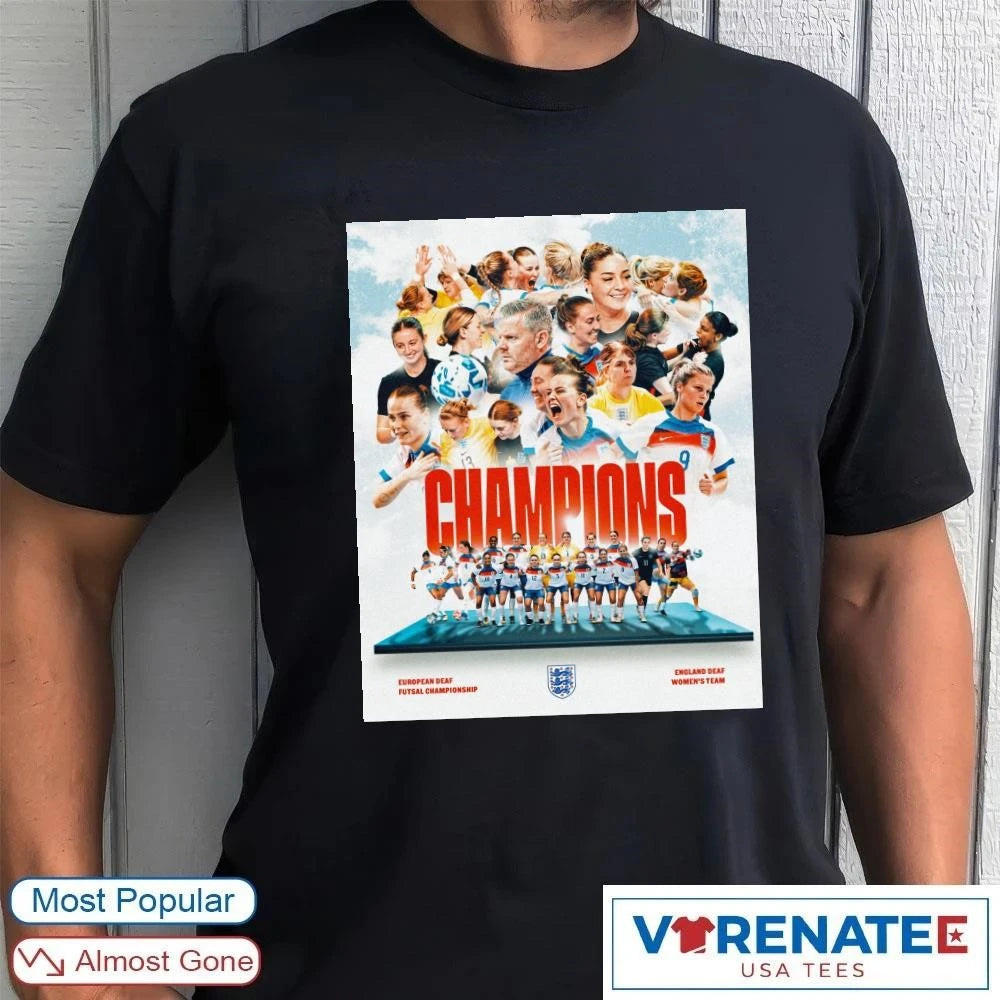 Official Lionesses Champions European Deaf Futsal Championship England Deaf Women’s Team Poster T-Shirt