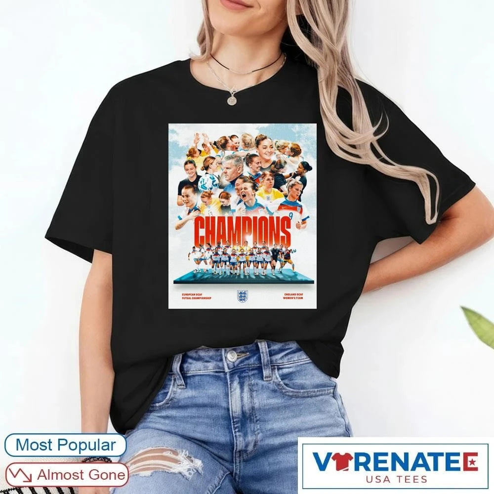 Official Lionesses Champions European Deaf Futsal Championship England Deaf Women’s Team Poster T-Shirt