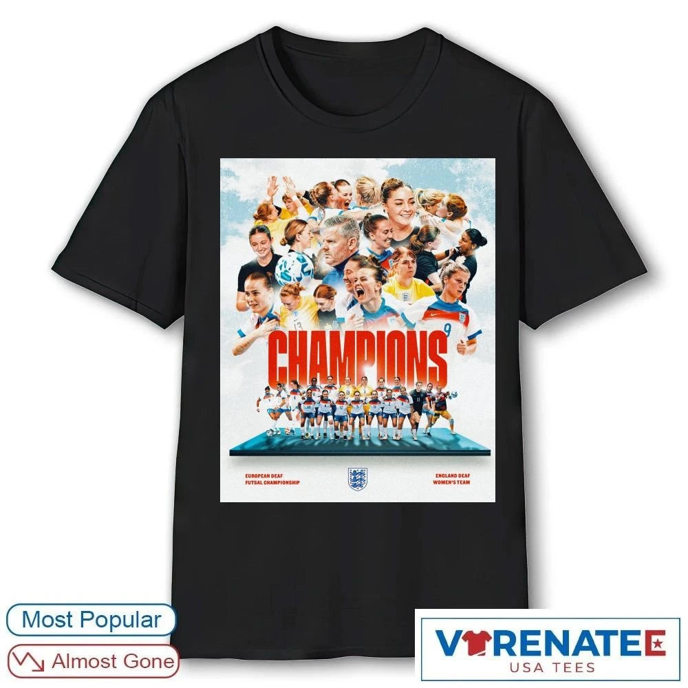 Official Lionesses Champions European Deaf Futsal Championship England Deaf Women’s Team Poster T-Shirt