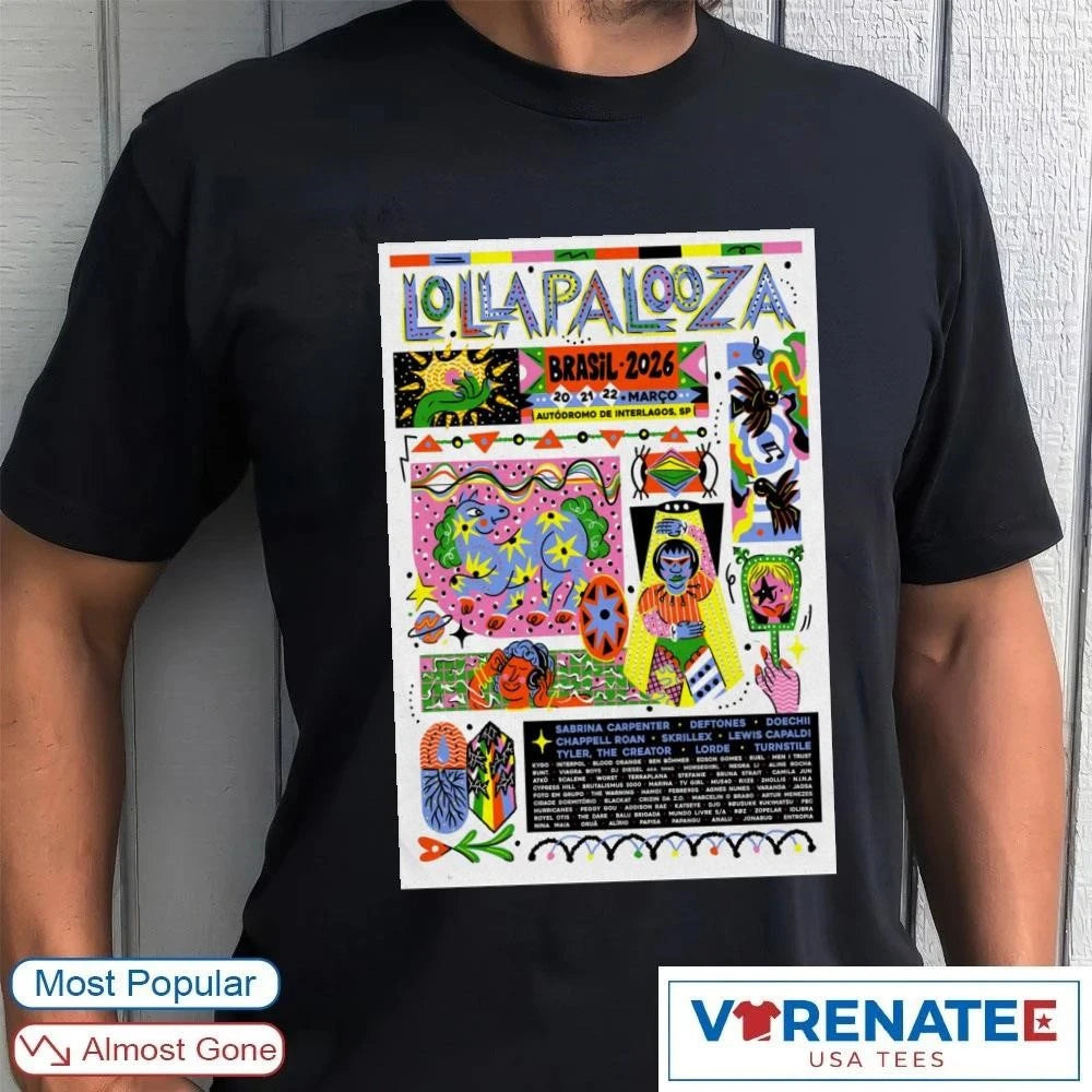 Official Lollapalooza Brasil Autódromo De Interlagos São Paulo Brazil March 20-22 2026 Poster T-Shirt