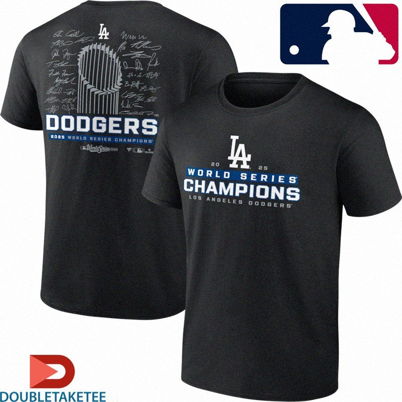 Official Los Angeles Dodgers 2025 World Series Champions Signatures Rosters Shirts