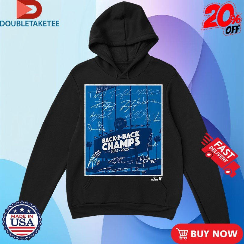 Official Los Angeles Dodgers Back-To-Back Champs 2024 2025 Signatures Shirts
