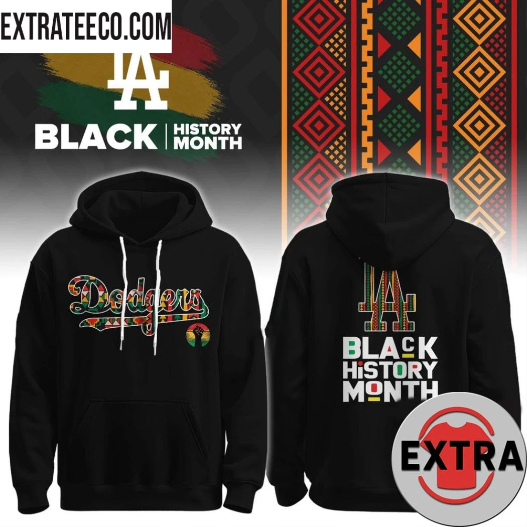 Official Los Angeles Dodgers Baseball Black History Month Logo Two Sided 2026 T-Shirt