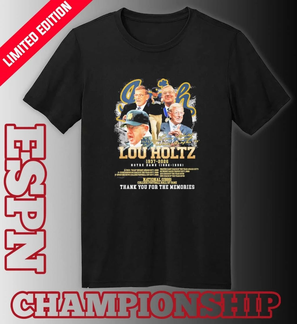 Official Lou Holtz 1937-2026 Notre Dame Legends Coach Shirt
