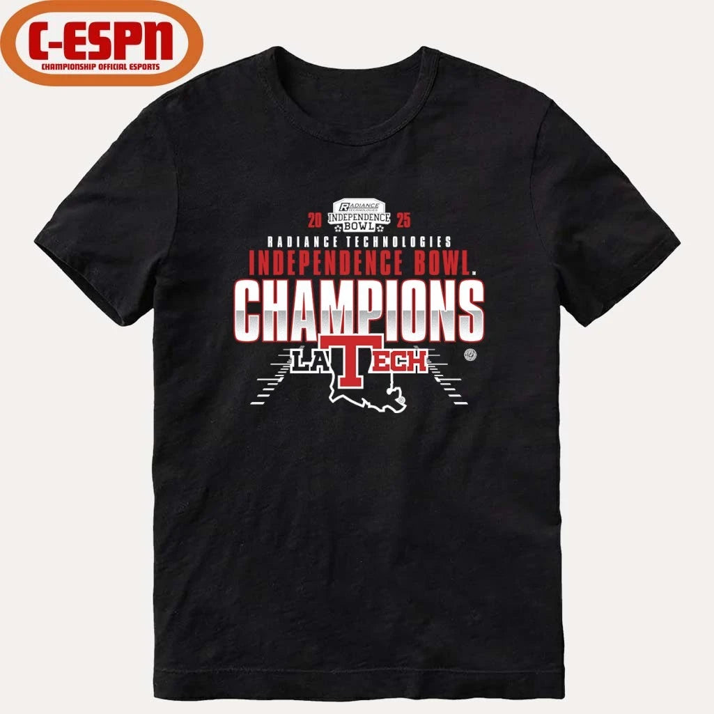 Official Louisiana Tech Bulldogs 2025 Radiance Technologies Independence Bowl Champions Official T-Shirt