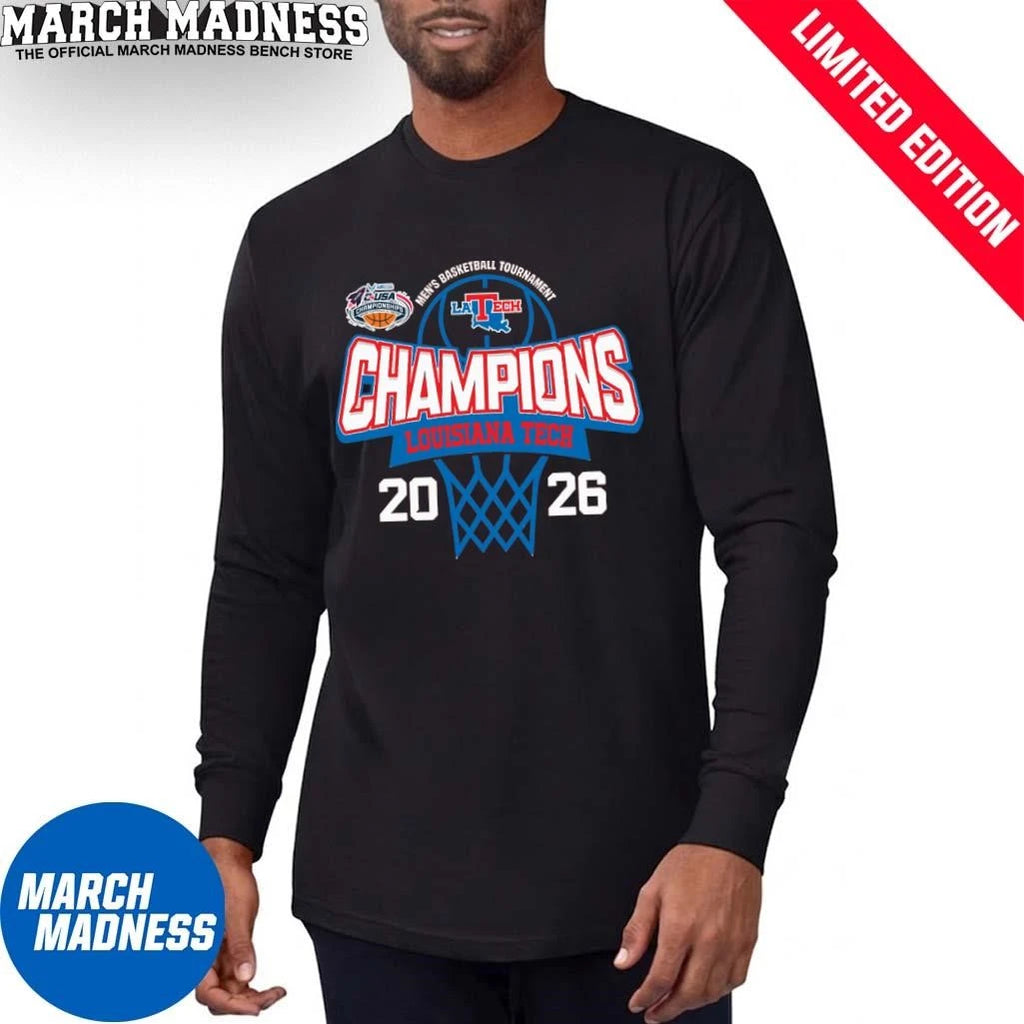 Official Louisiana Tech Bulldogs 2026 C-USA Men’s Basketball Tournament Champions T-Shirt