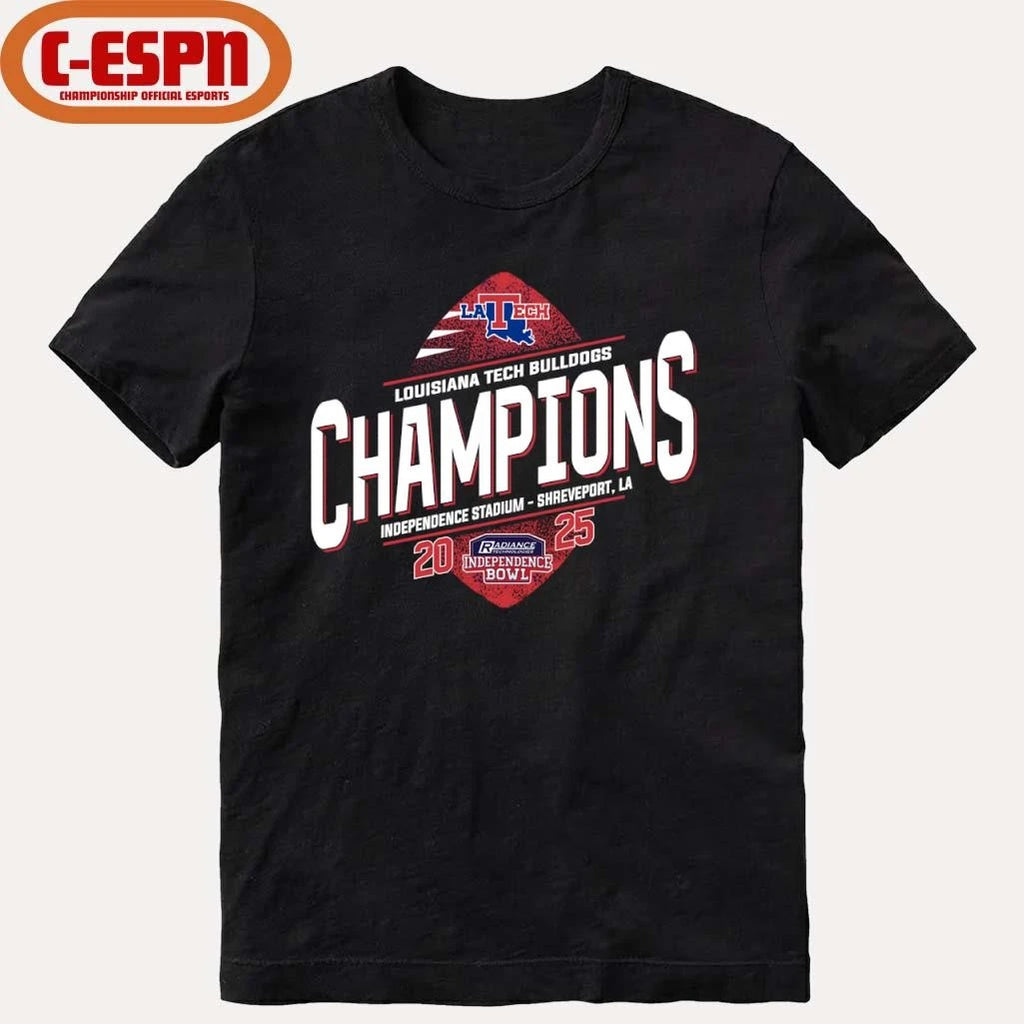 Official Louisiana Tech Football 2025 Independence Bowl Champions T-Shirt