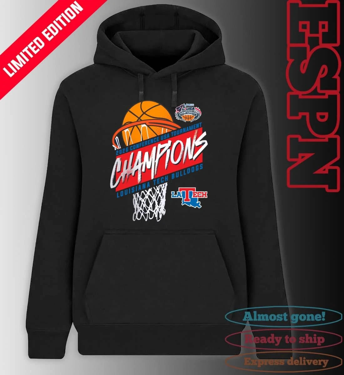 Official Louisiana Tech Men’s Basketball Conference USA Tournament Champions 2026 T-Shirt