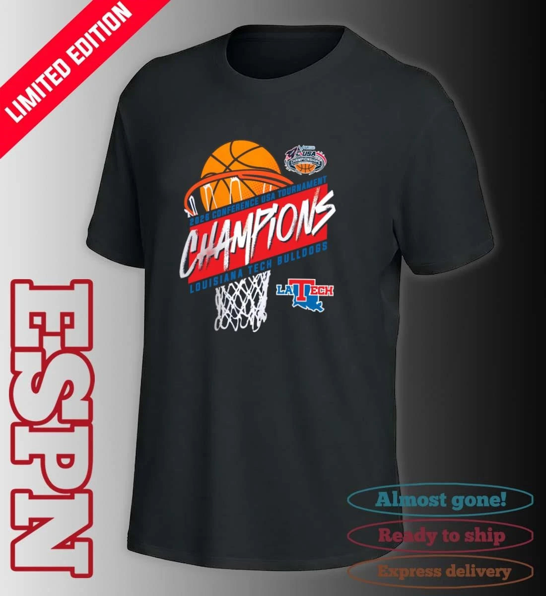 Official Louisiana Tech Men’s Basketball Conference USA Tournament Champions 2026 T-Shirt
