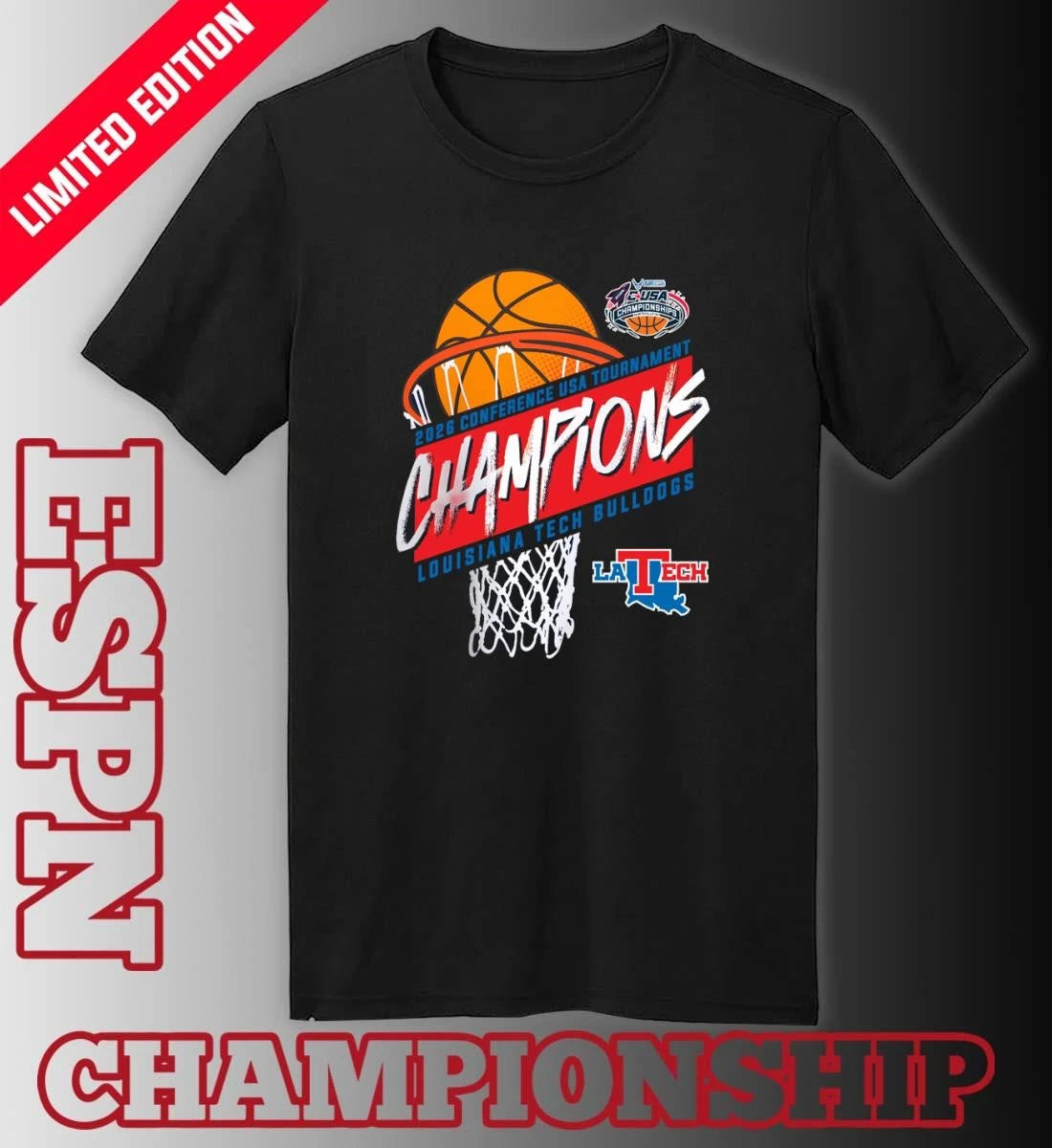 Official Louisiana Tech Men’s Basketball Conference USA Tournament Champions 2026 T-Shirt