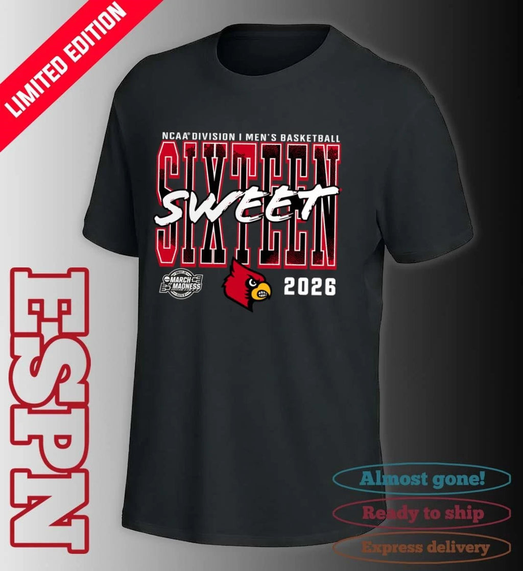 Official Louisville Cardinals 2026 NCAA Men’s Basketball Tournament March Madness Sweet 16 T-Shirt