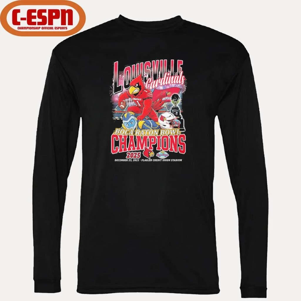 Official Louisville Cardinals Mascot 2025 Boca Raton Bowl Champions Shirt