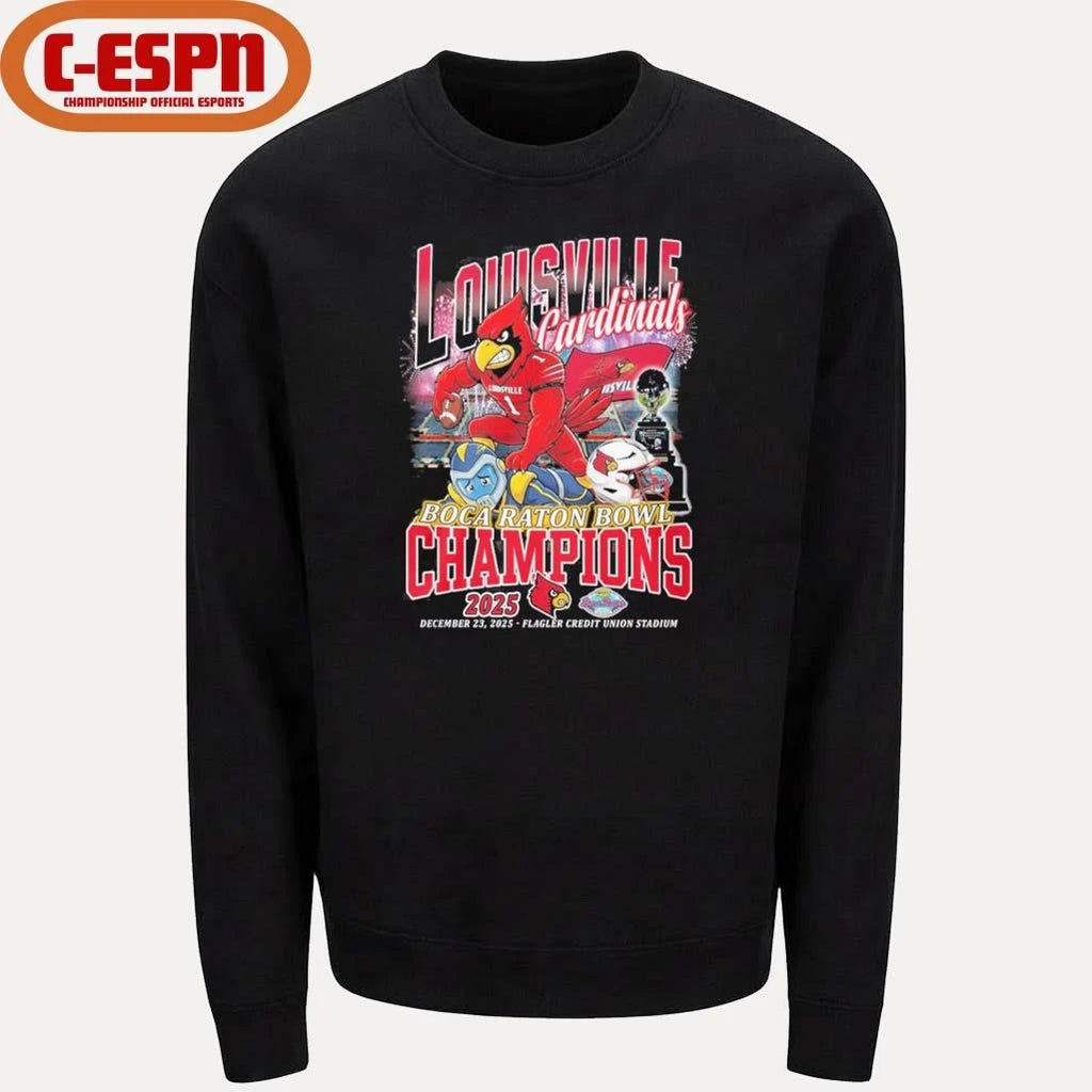 Official Louisville Cardinals Mascot 2025 Boca Raton Bowl Champions Shirt