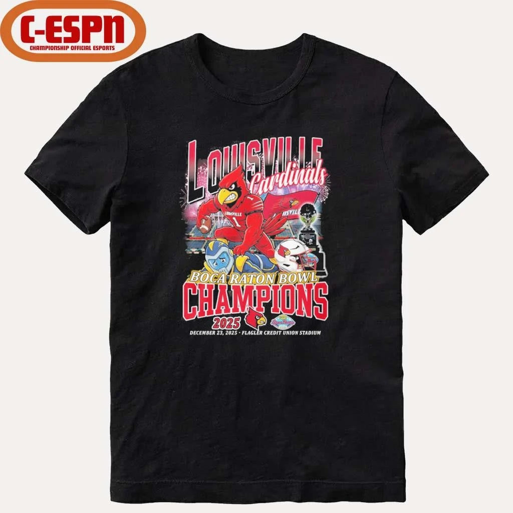 Official Louisville Cardinals Mascot 2025 Boca Raton Bowl Champions Shirt