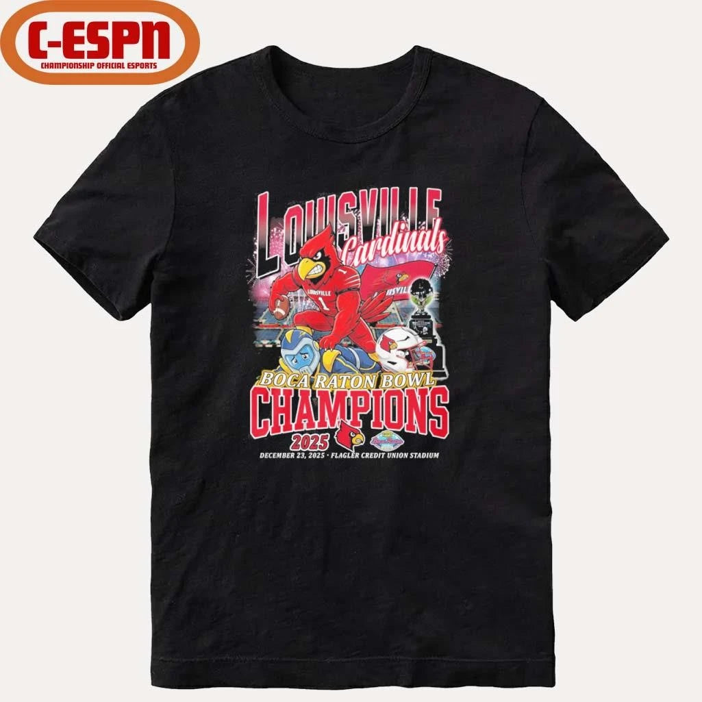 Official Louisville Cardinals Mascot 2025 Boca Raton Bowl Champions Shirt